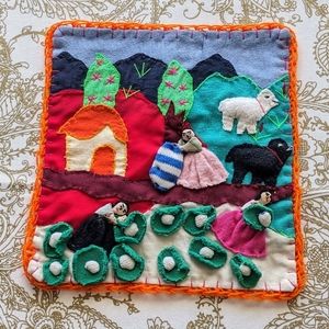 Mexican Handmade Fabric Wall Hanging 3D Tapestry NWOT